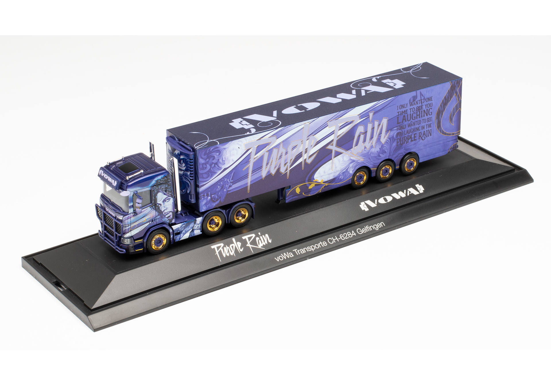 Herpa Scania CR 20 ND 6x4 Kühlkoffer Sattelzug Von Wartburg Purple