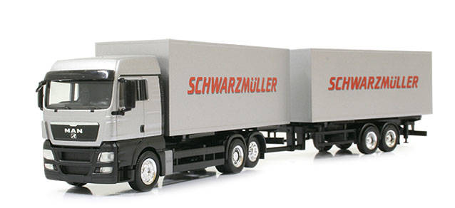 Herpa MAN TGX XLX interchangeable box trailer Schwarzmüller 291712