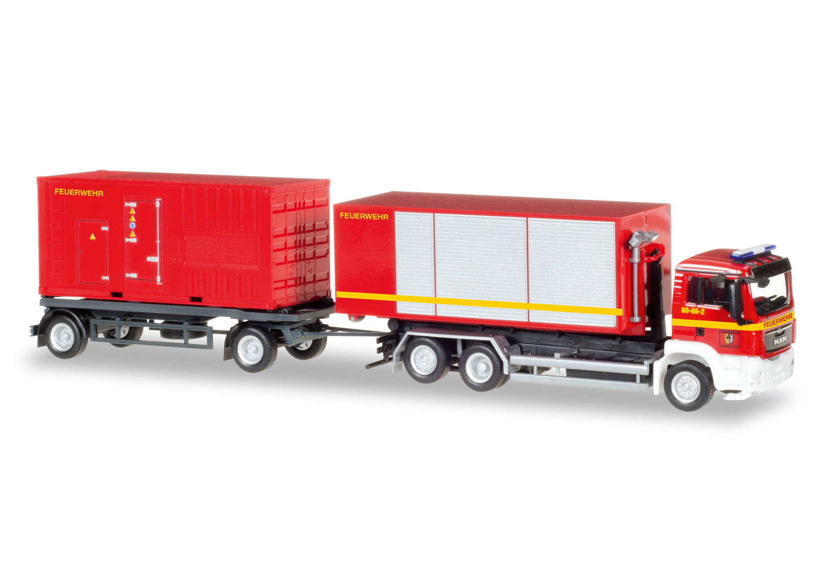 Herpa MAN TGS M Euro 5 Hakenlift Hängerzug mit Stromaggregat und