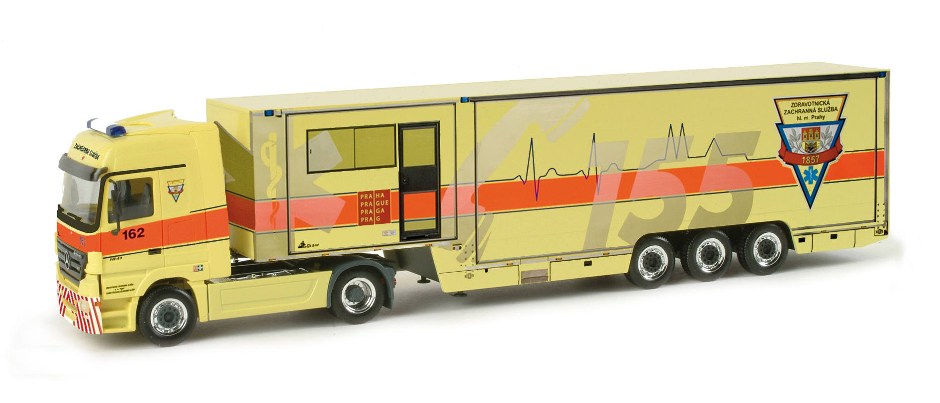 Herpa Mercedes Benz Actros LH Koffer Sattelzug ELW Feuerwehr Prag CZ