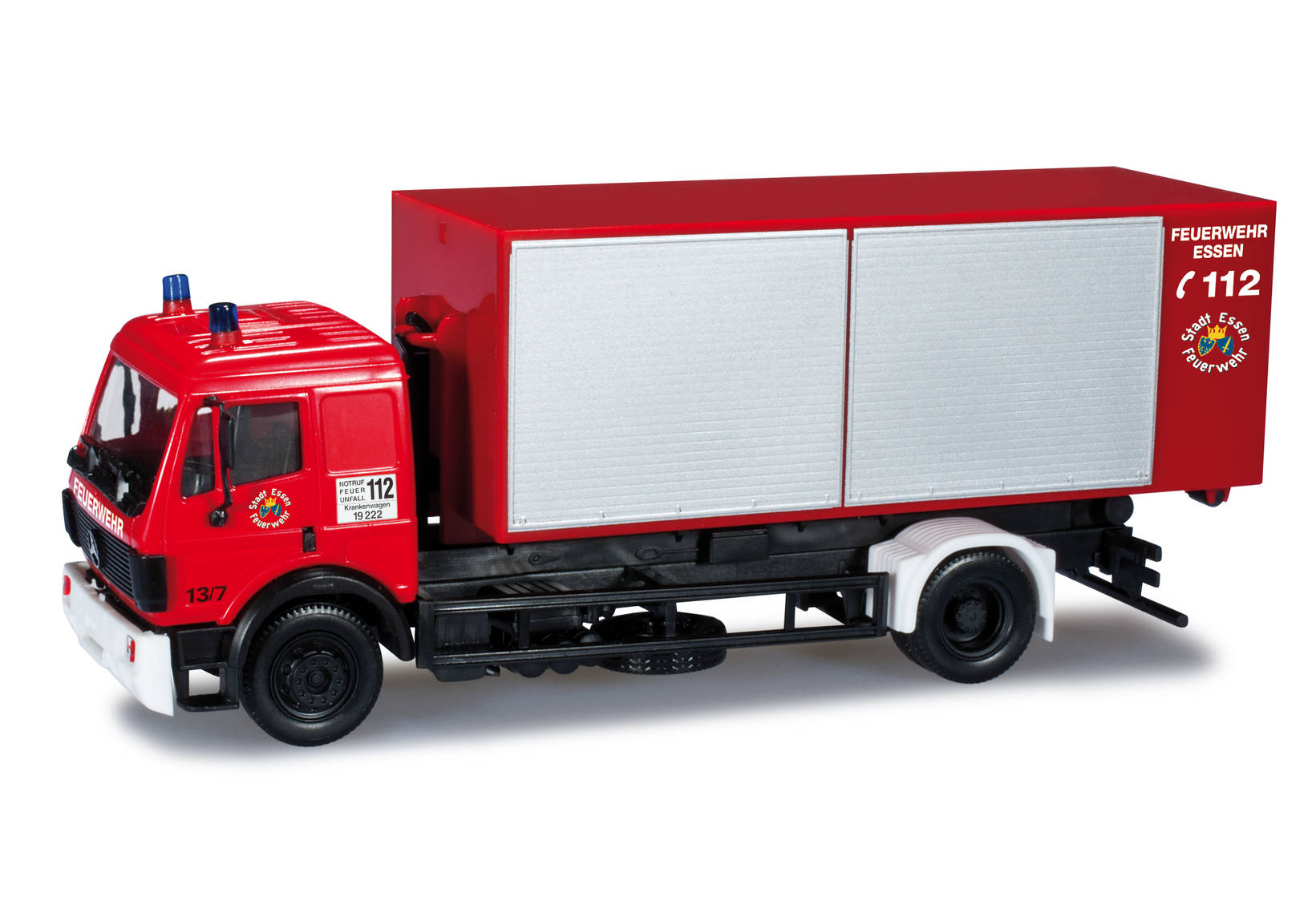 Herpa Mercedes Benz Sk Abrollcontainer Lkw Ab Manv Feuerwehr Essen