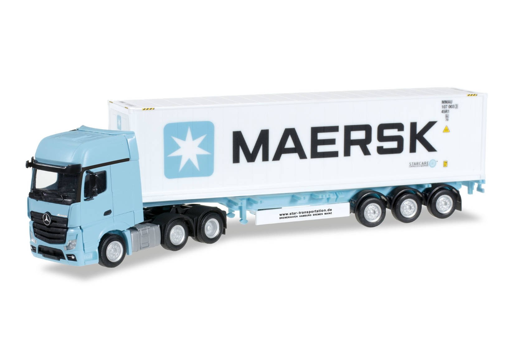 Herpa Mercedes Benz Actros Gigaspace X Container Sattelzug Maersk