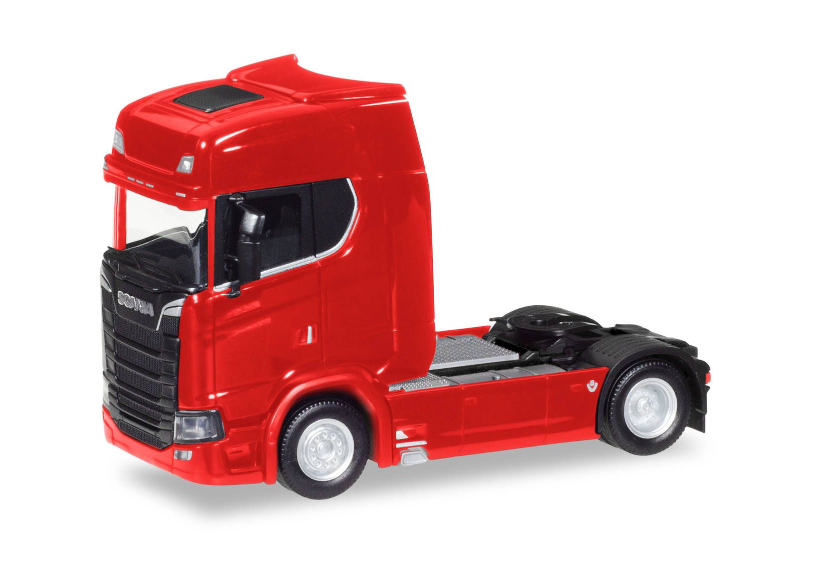 Herpa Scania CS High Roof V8 Rigid Tractor With Sun Shield Traffic Red