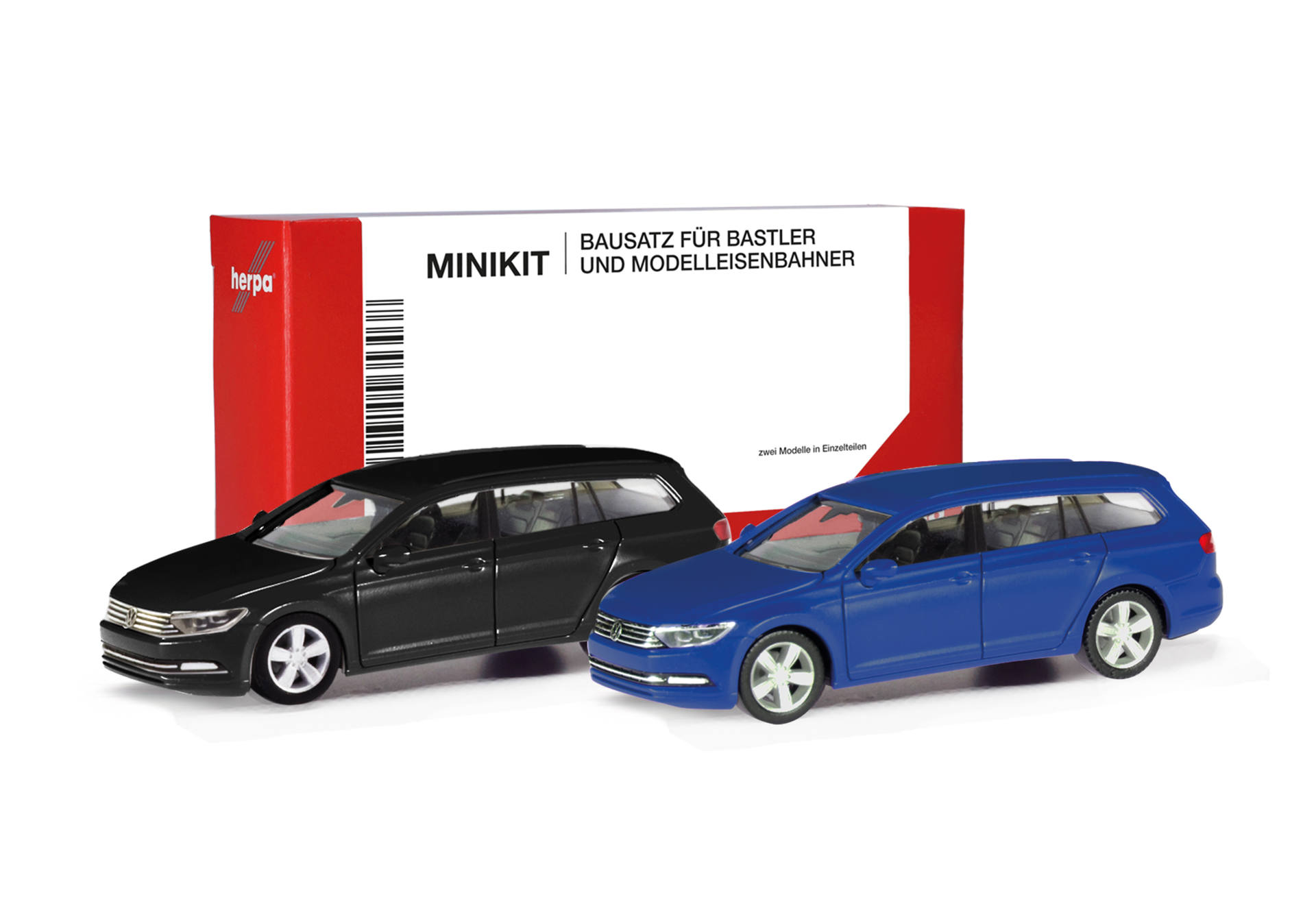 Herpa MiniKit: Volkswagen (VW) Passat Variant, black and ultra marine blue (2 pieces)