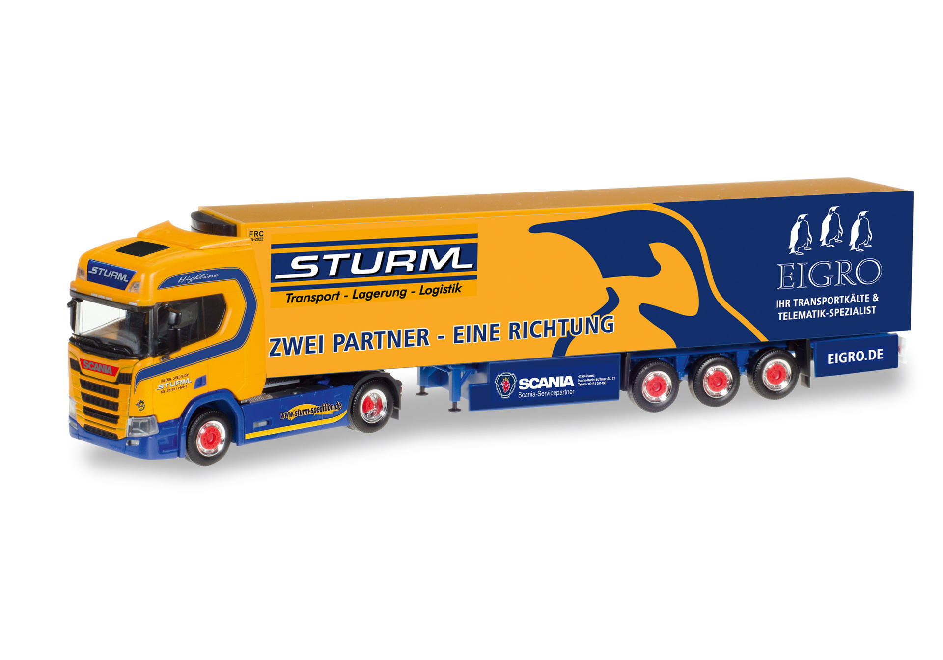 Scania CR Hochdach Kühlkoffer-Sattelzug "Sturm / Eigro"