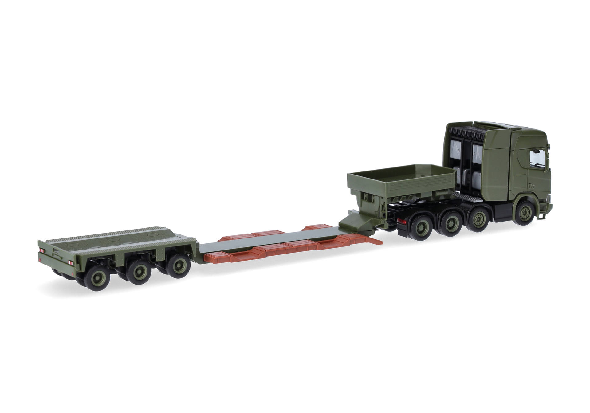 Lkw, Sattelzug, Pritsche, Anhänger, grün