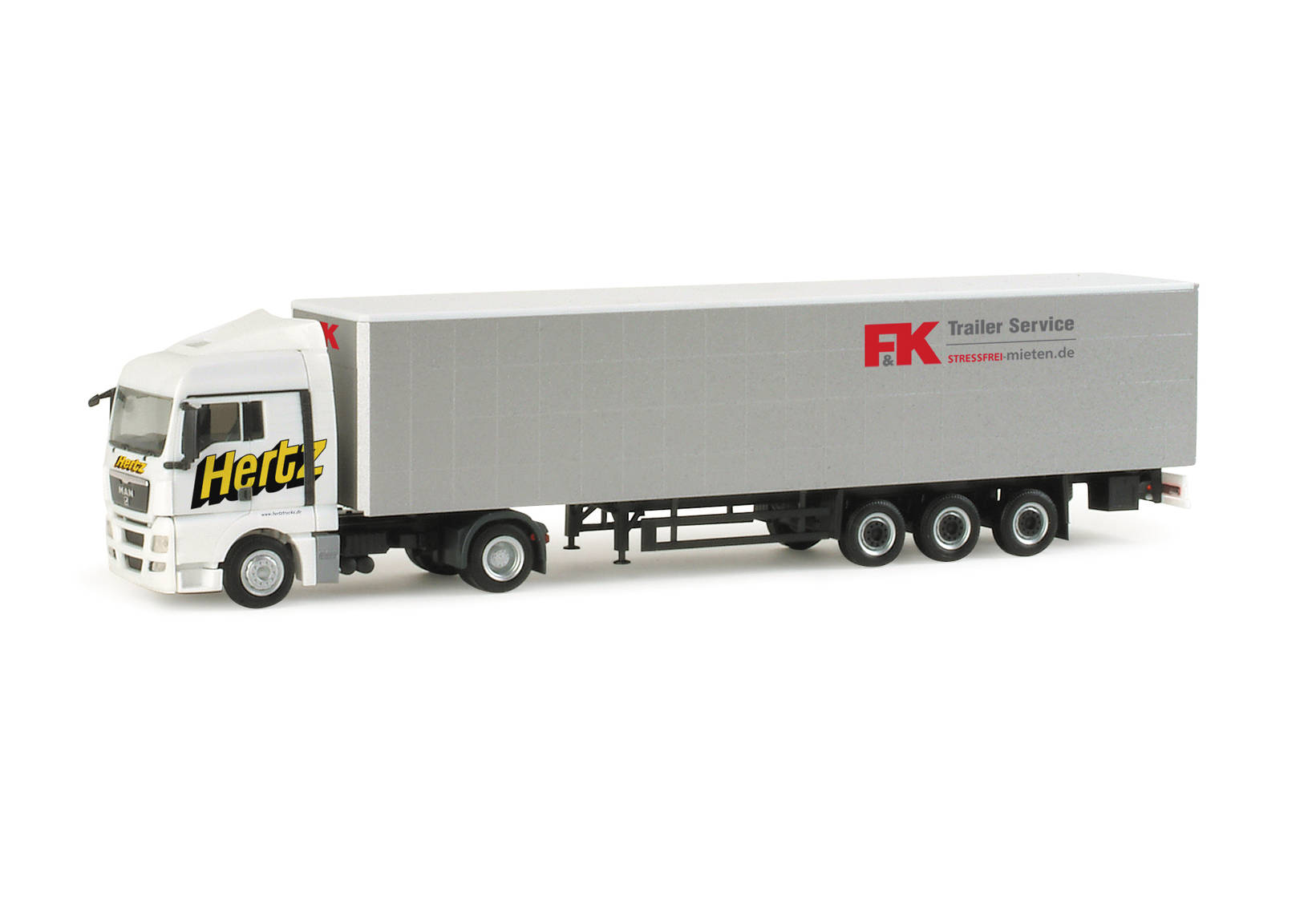 MAN TGX XLX curtain canvas semitrailer "Hertz / F&K"