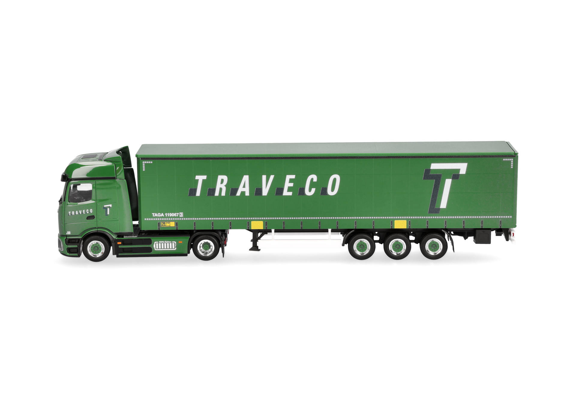 Mercedes-Benz eActros ProCabin Bigspace curtain canvas semitrailer truck "Traveco", Switzerland