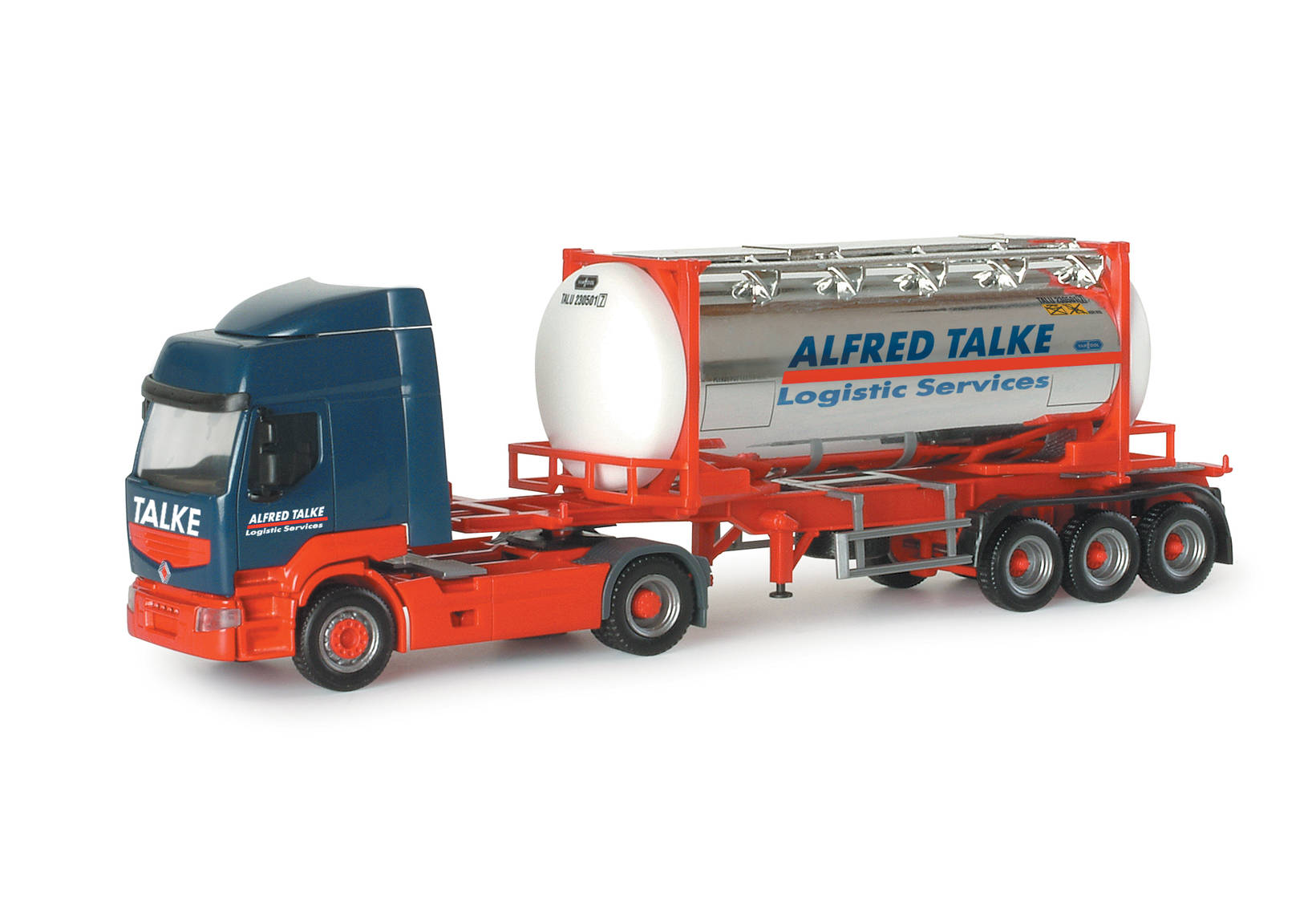Renault Premium chrome-plated tank container semitrailer "Talke"