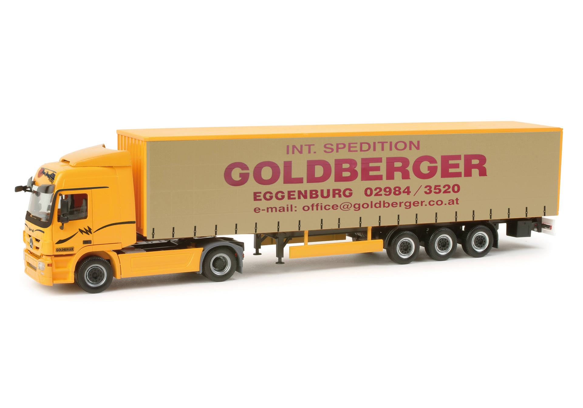Mercedes-Benz Actros L curtain canvas semitrailer "Goldberger" (A)