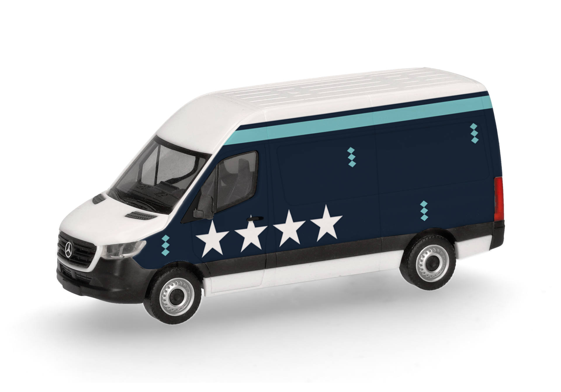 VAN, Miniatur, VAN-Modell, blauer VAN, Sterne-Aufkleber