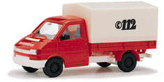 VW T4 pick-up/canvas cover fire department, red