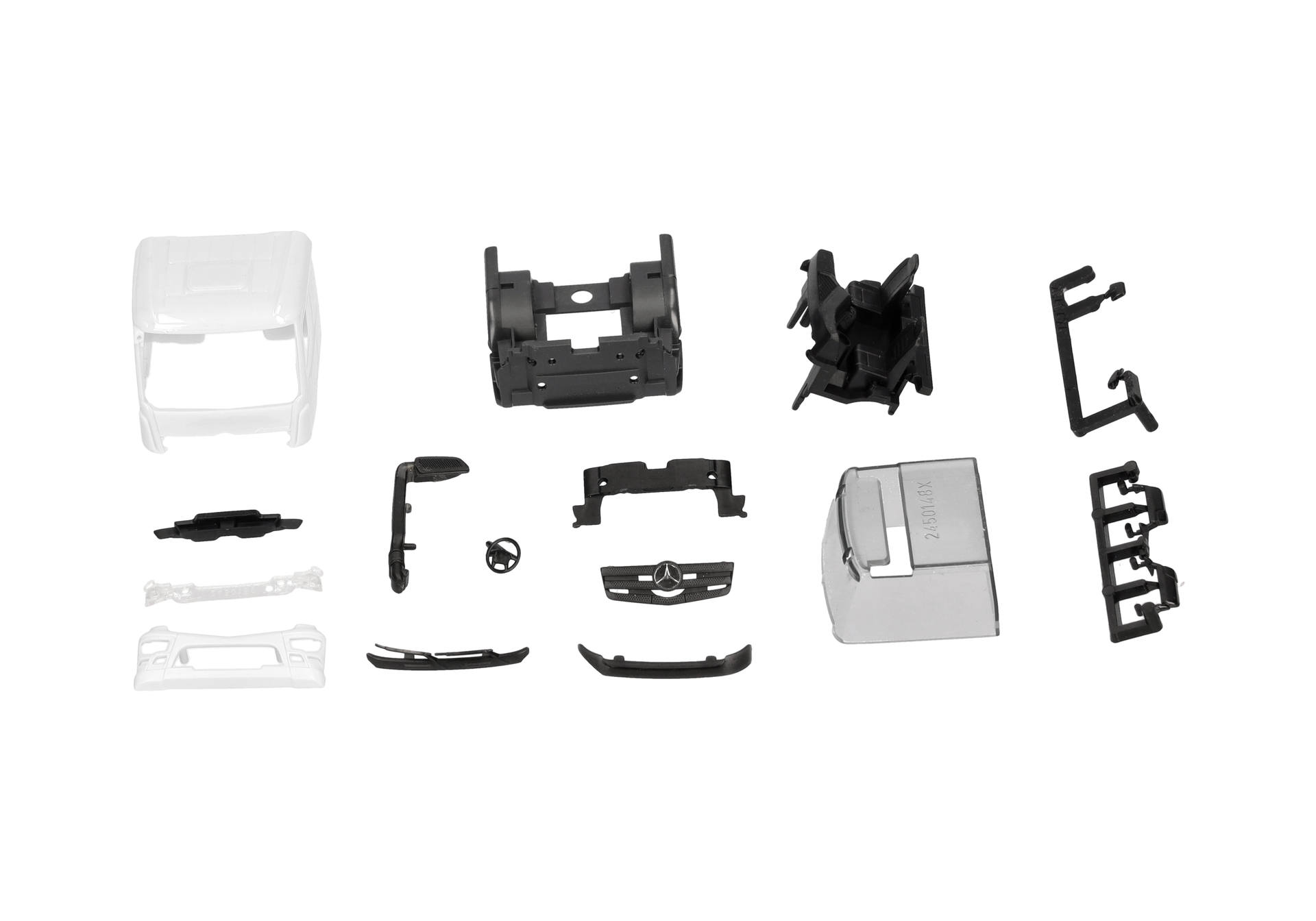 model kit, car parts, Mercedes, exhaust housing, black plastic