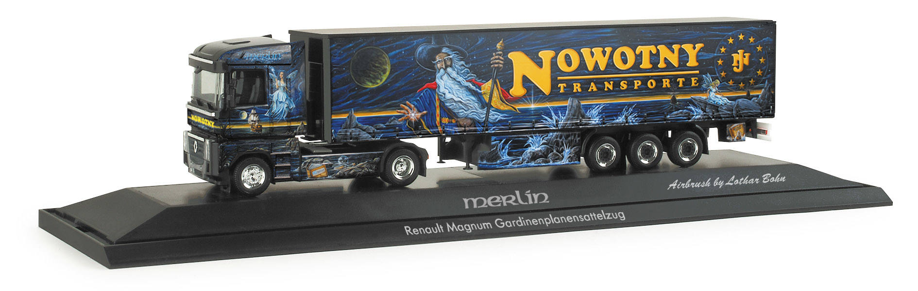 Renault Magnum curtain canvas semitrailer "Nowotny / Merlin"