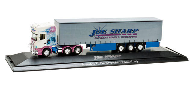 Scania R TL curtain canvas semitrailer "Joe Sharp, Northern Lights"