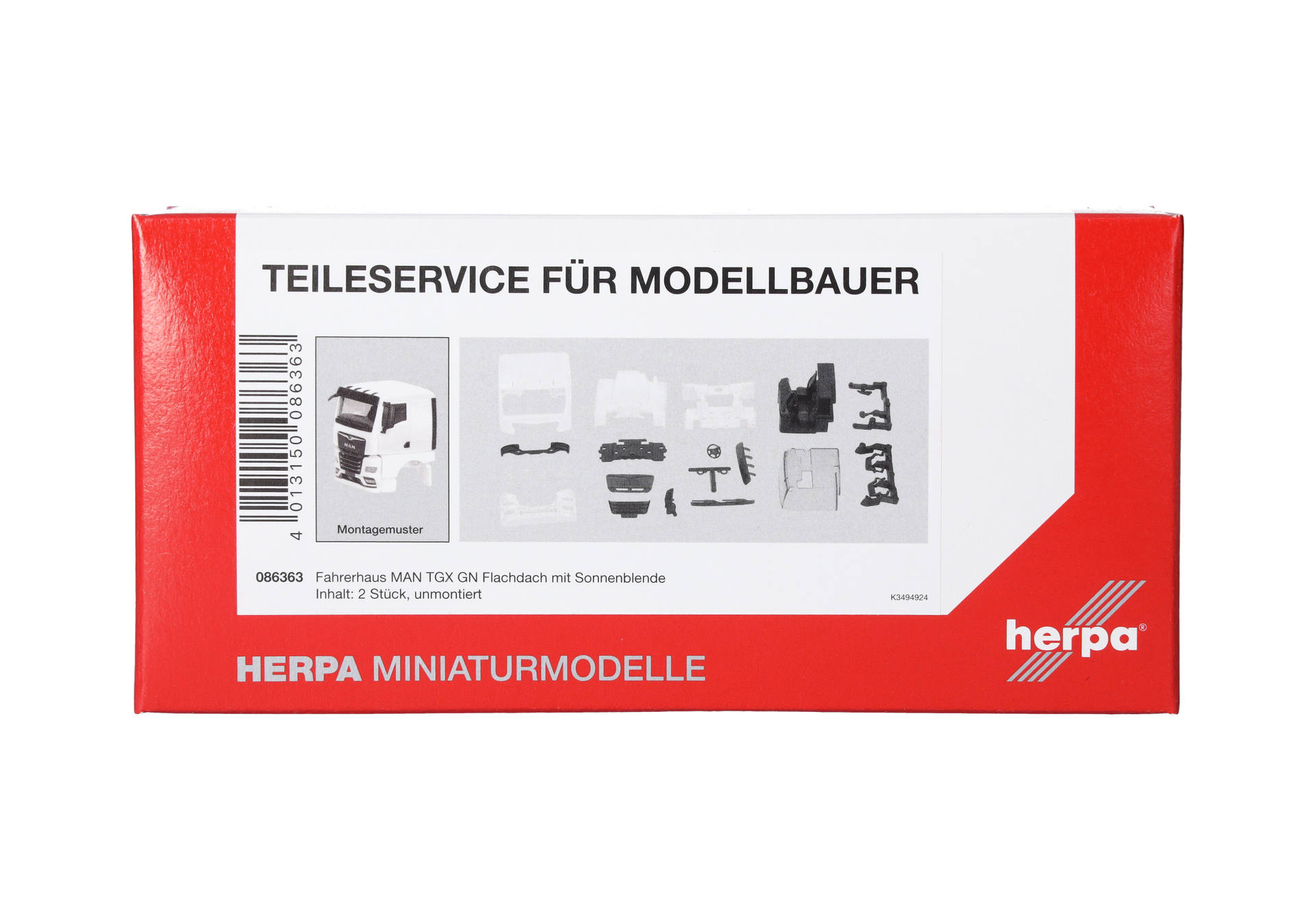 model kit, truck parts, scale model, assembly set, box packaging