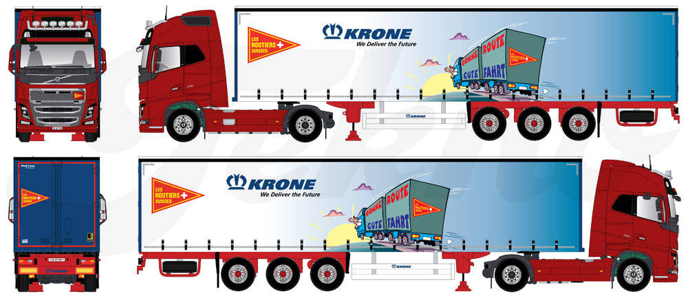 Volvo FH GL XL curtain canvas semitrailer "Routiers Swiss"