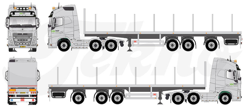 Volvo FH GL stake trailer "Metaalconservering"