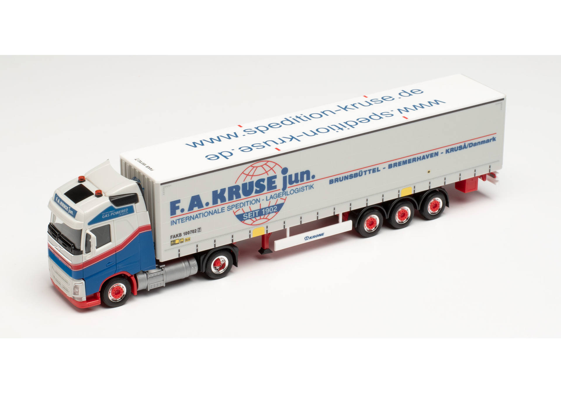 Volvo FH Gl. LNG curtainside canvas semitrailer „F.A.Kruse“