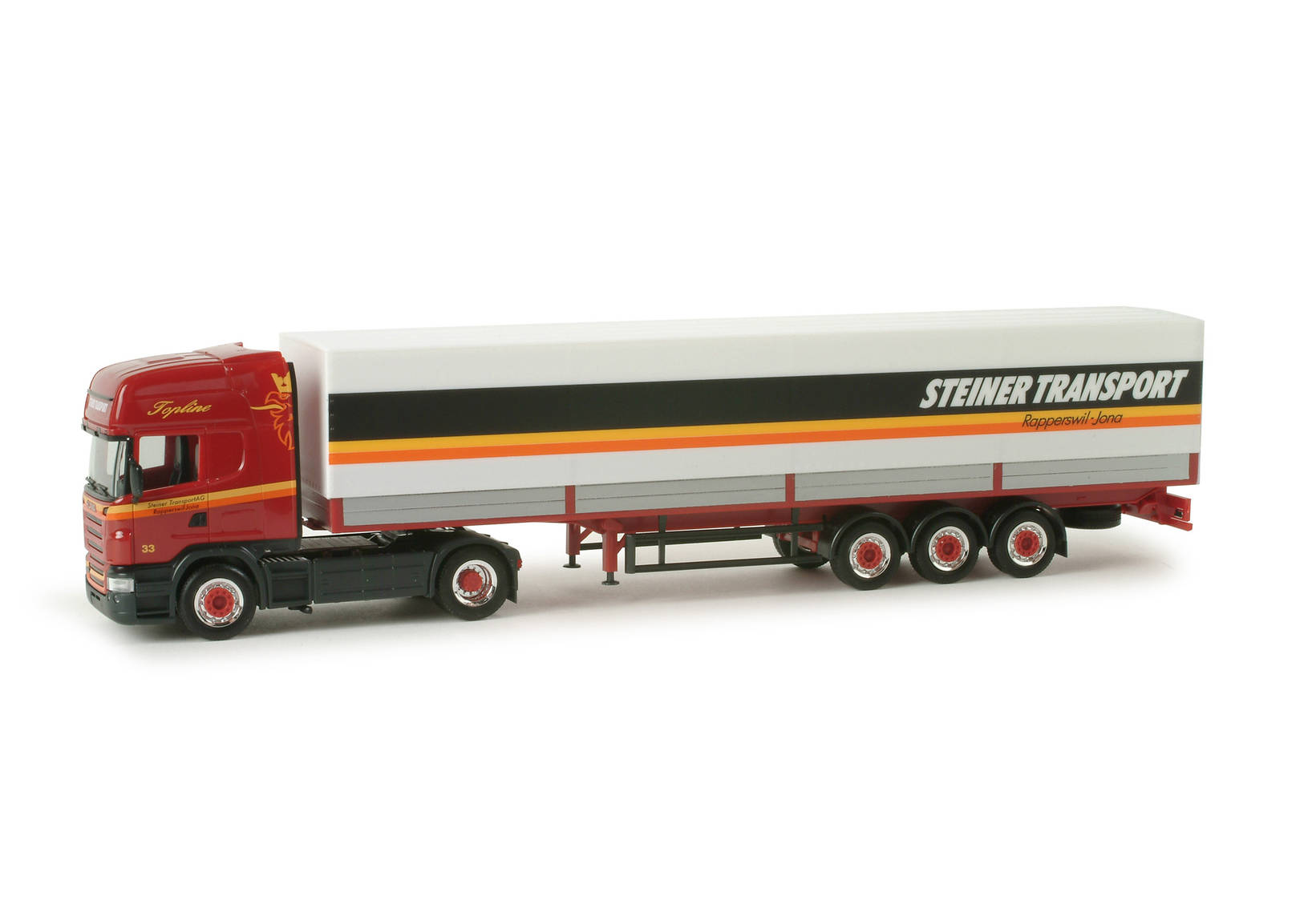 Scania R Pritschen-Planen-Sattelzug "Steiner"