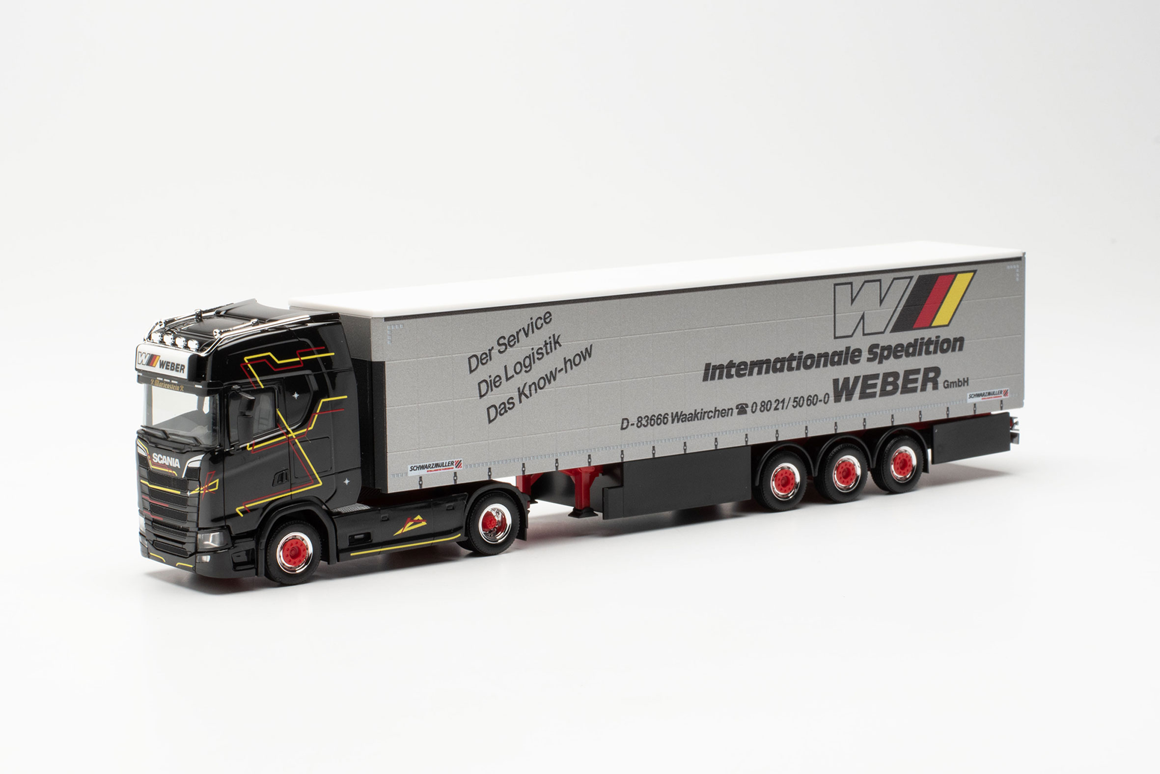 Scania CS 20 HD curtain canvas semitrailer "Internationale Spedition Weber"