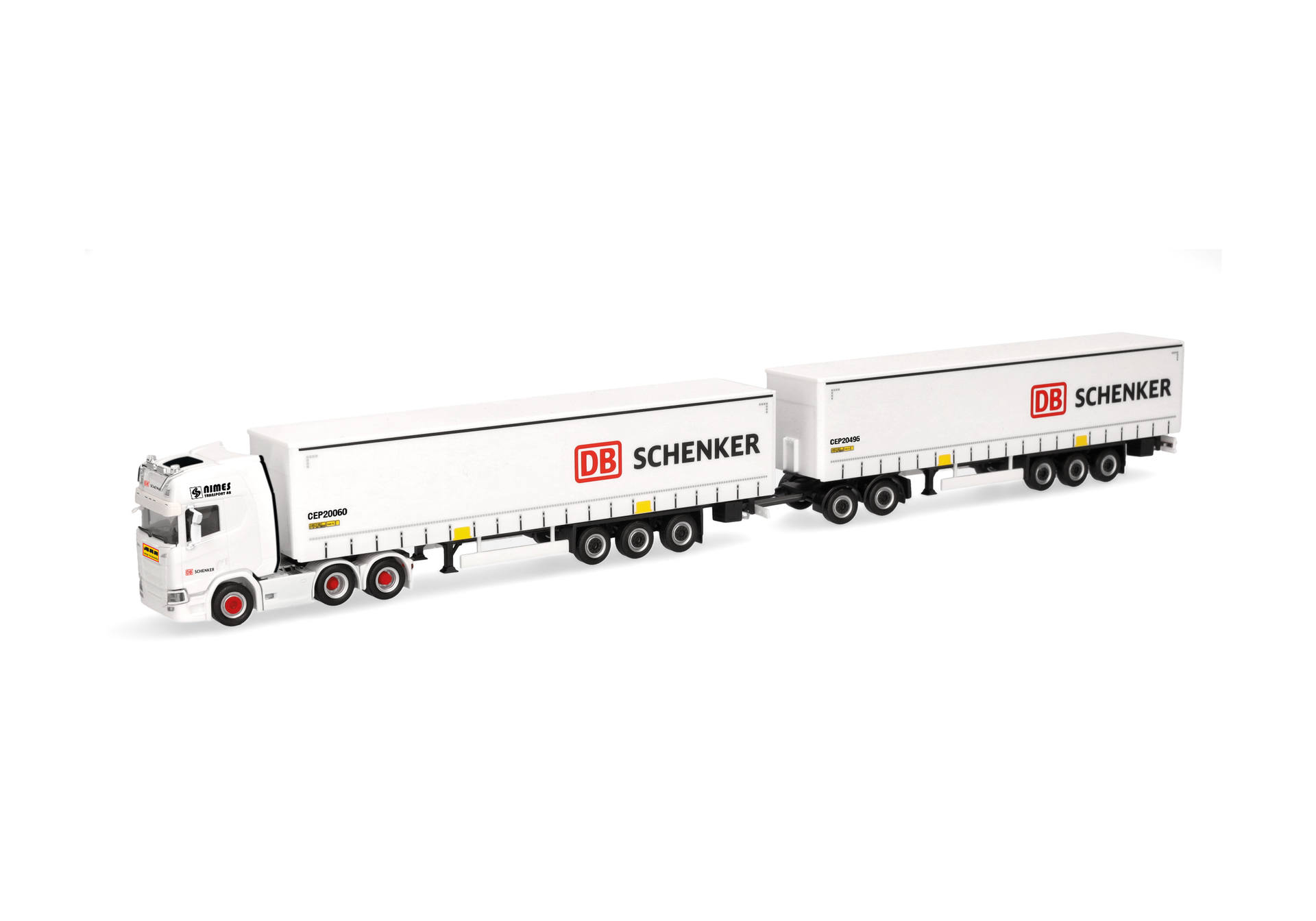 Scania CR 20 HD refrigerated box semitrailer truck with second trailer (long-truck) "DB Schenker" (Sweden)