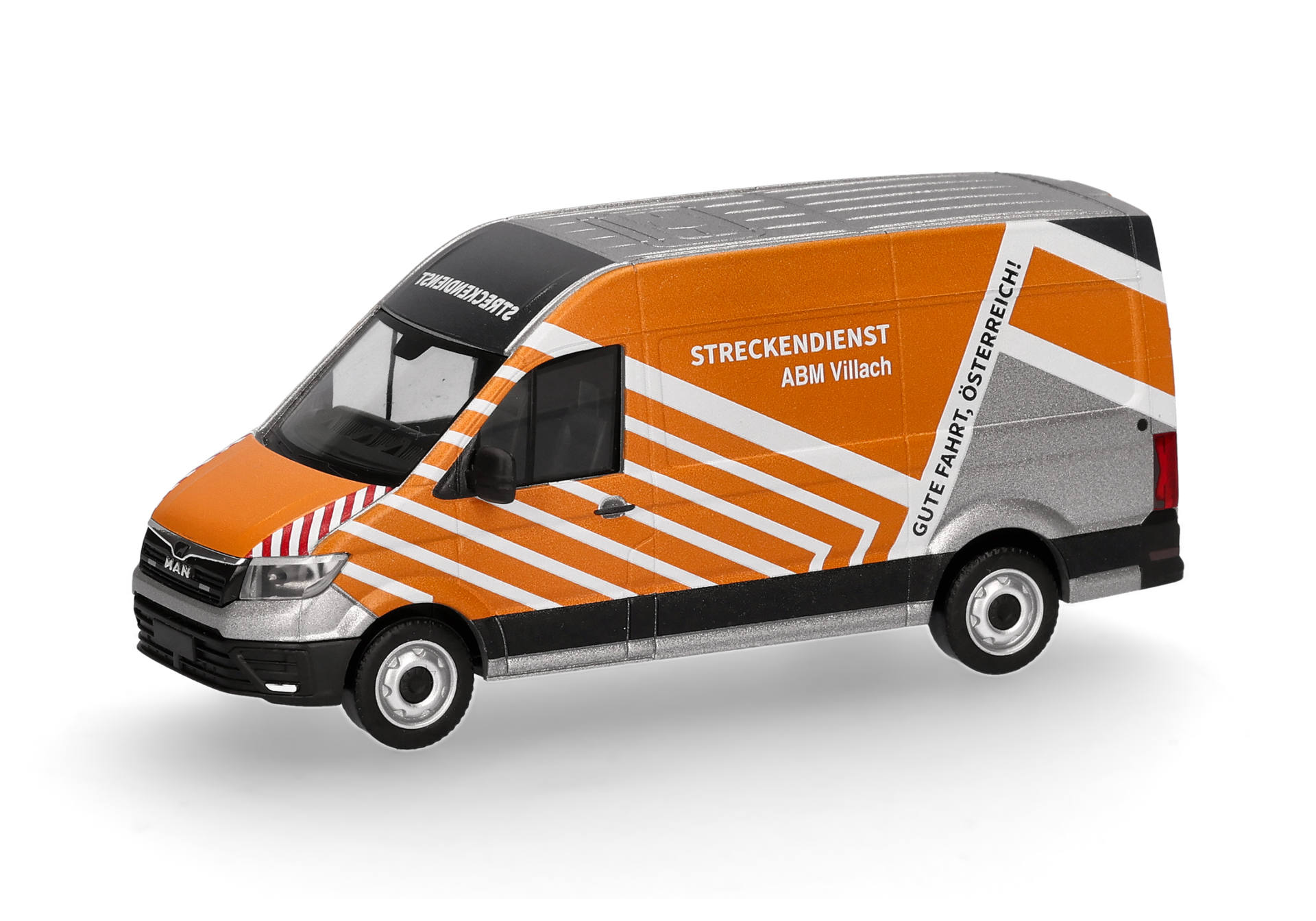 van, emergency, orange, diagonal stripes, vehicle model