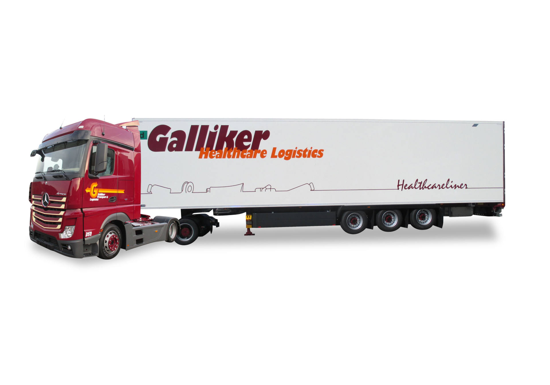 Mercedes-Benz Actros Streamspace 2.5 Jumbo refrigerated semitrailer lowliner "Galliker" (CH)