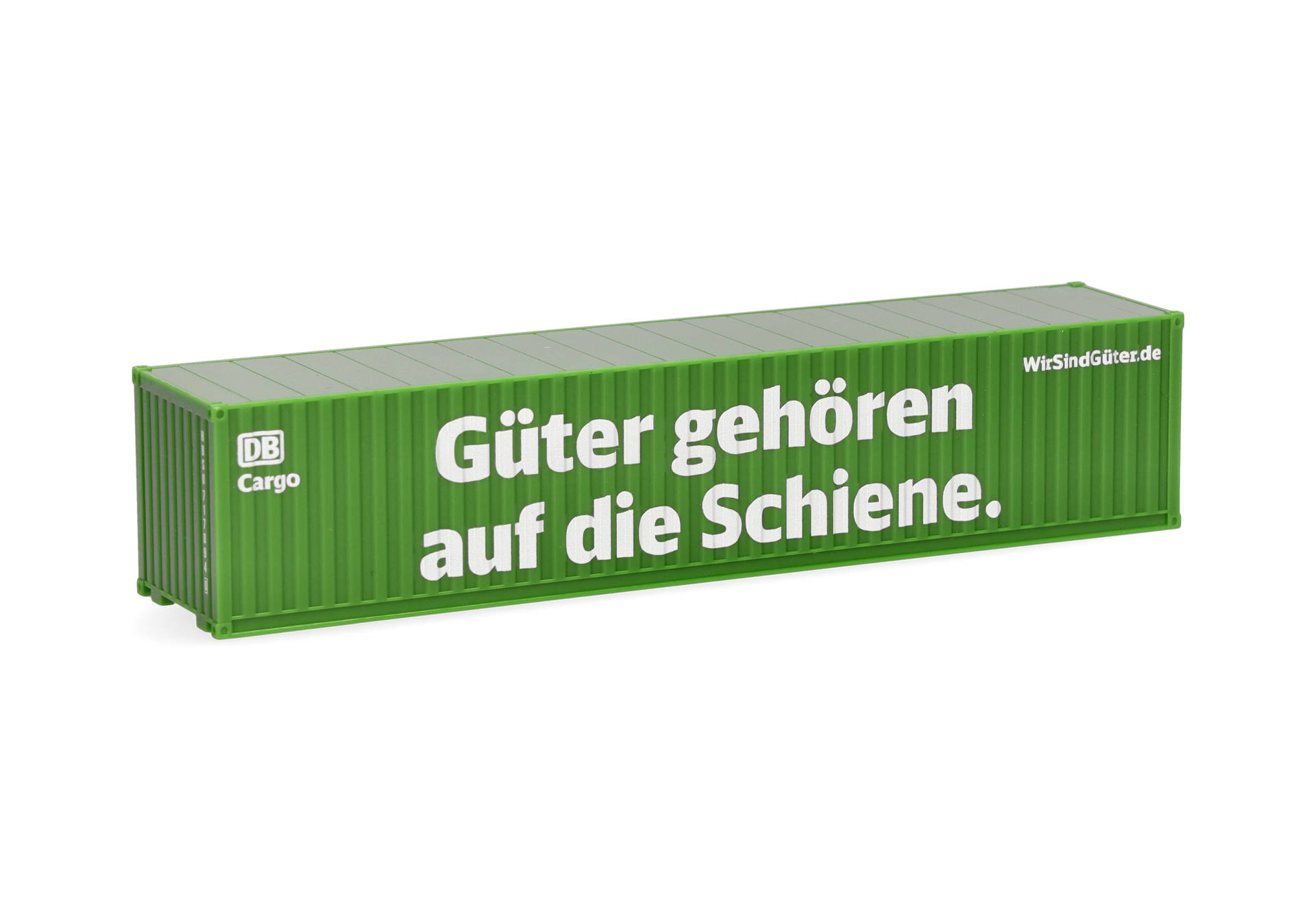 cargo container, shipping container, green container, Güter vorbehalten, text on container