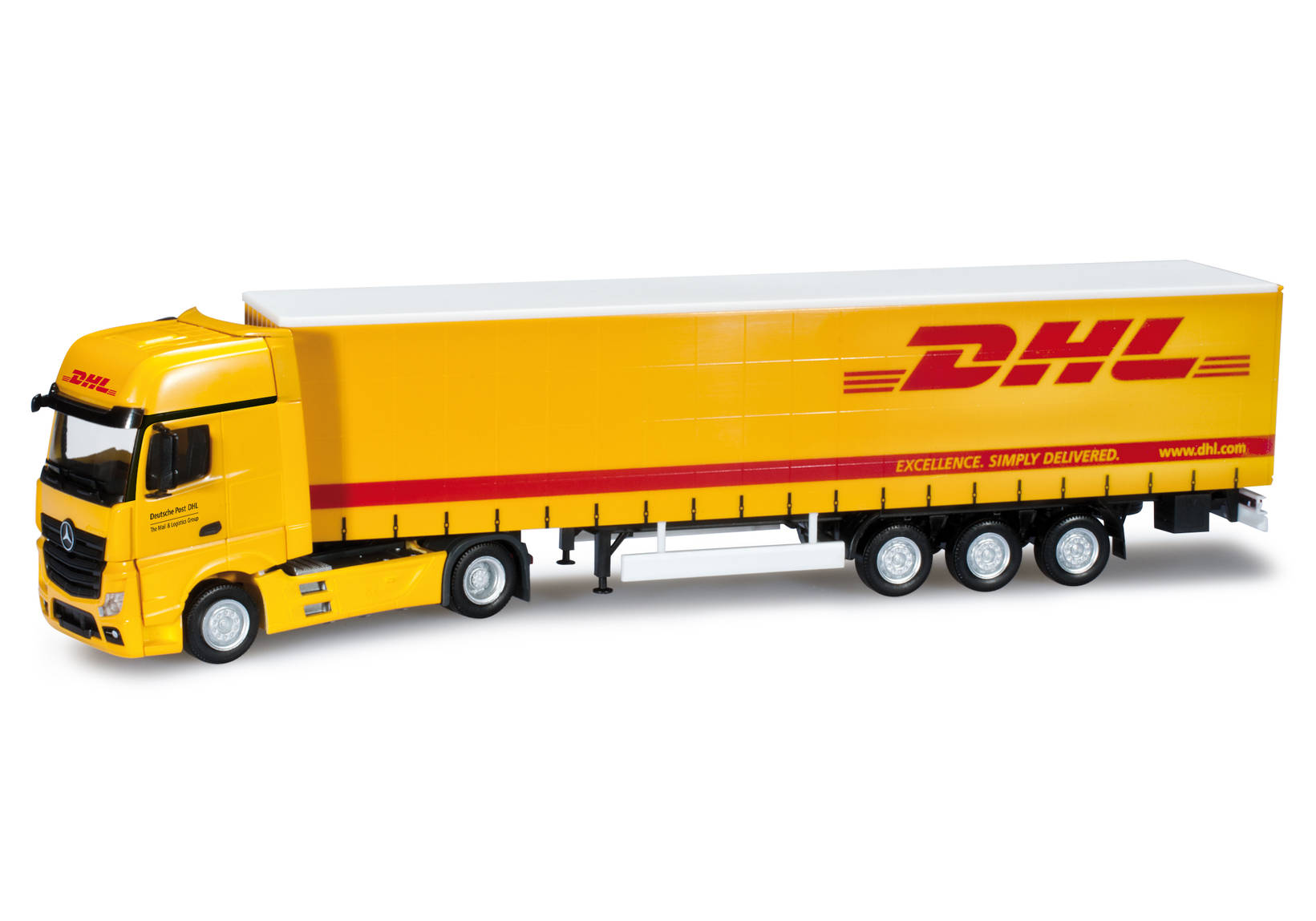 Mercedes-Benz Actros Gigaspace curtain canvas semitrailer „DHL“