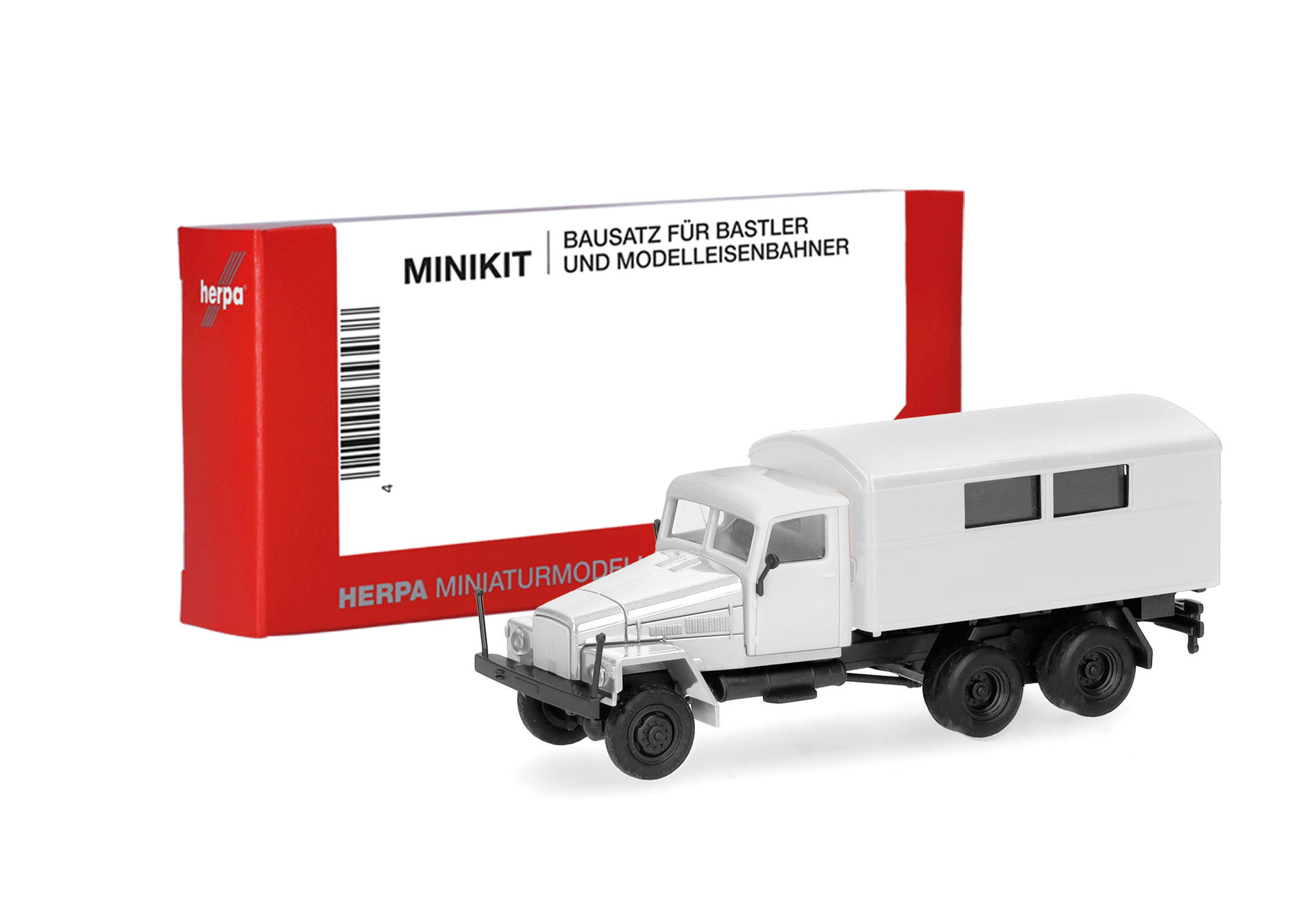 Herpa MiniKit: IFA G5 Koffer-LKW mit Fenstern 3achs, weiß