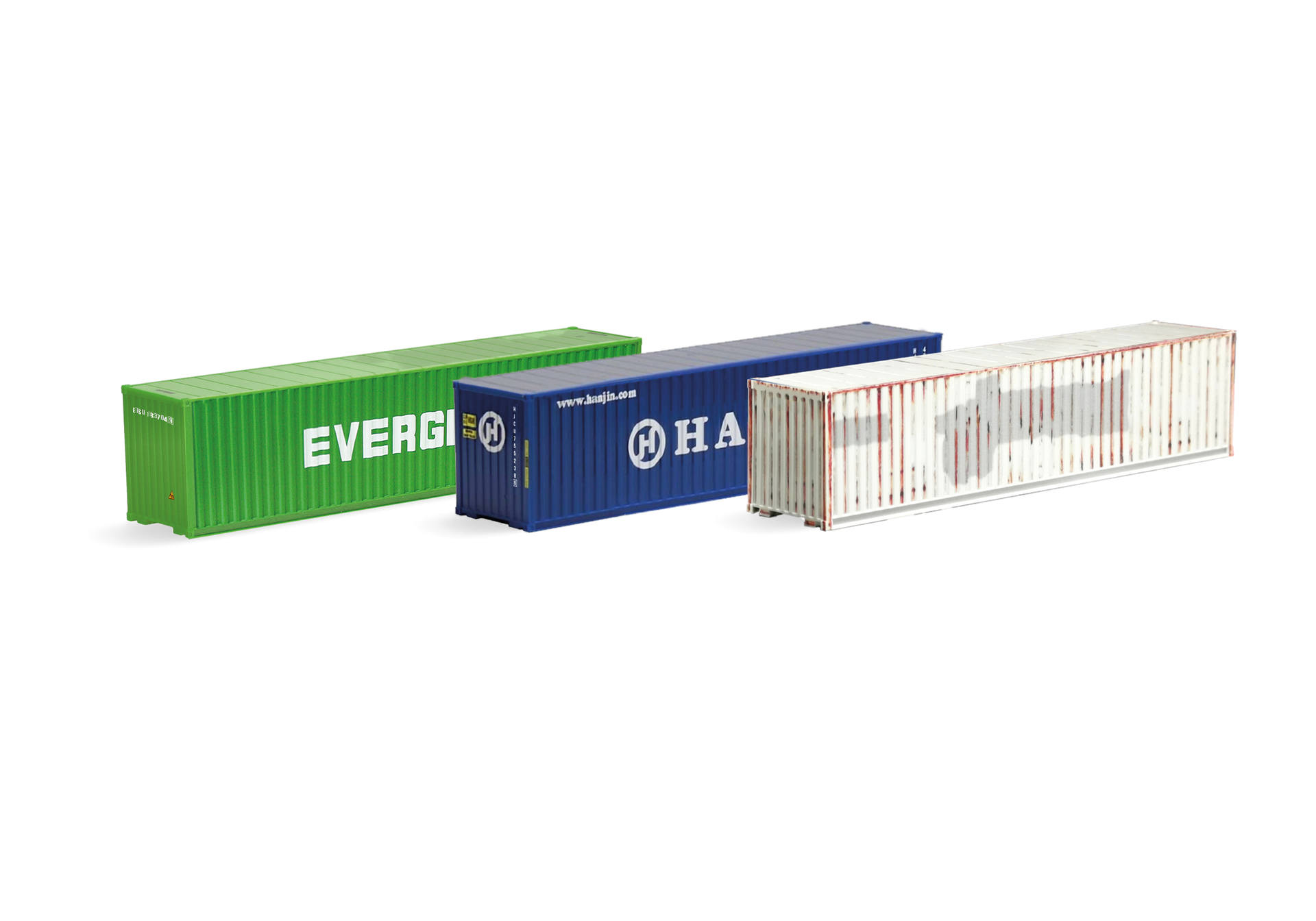 Zubehör: TT Container Set "Evergreen/Hanjin/gealtert"