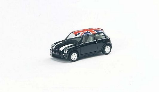Mini New Mini Union Jack Dach printed with the state flag of England Herpa standard packaging red