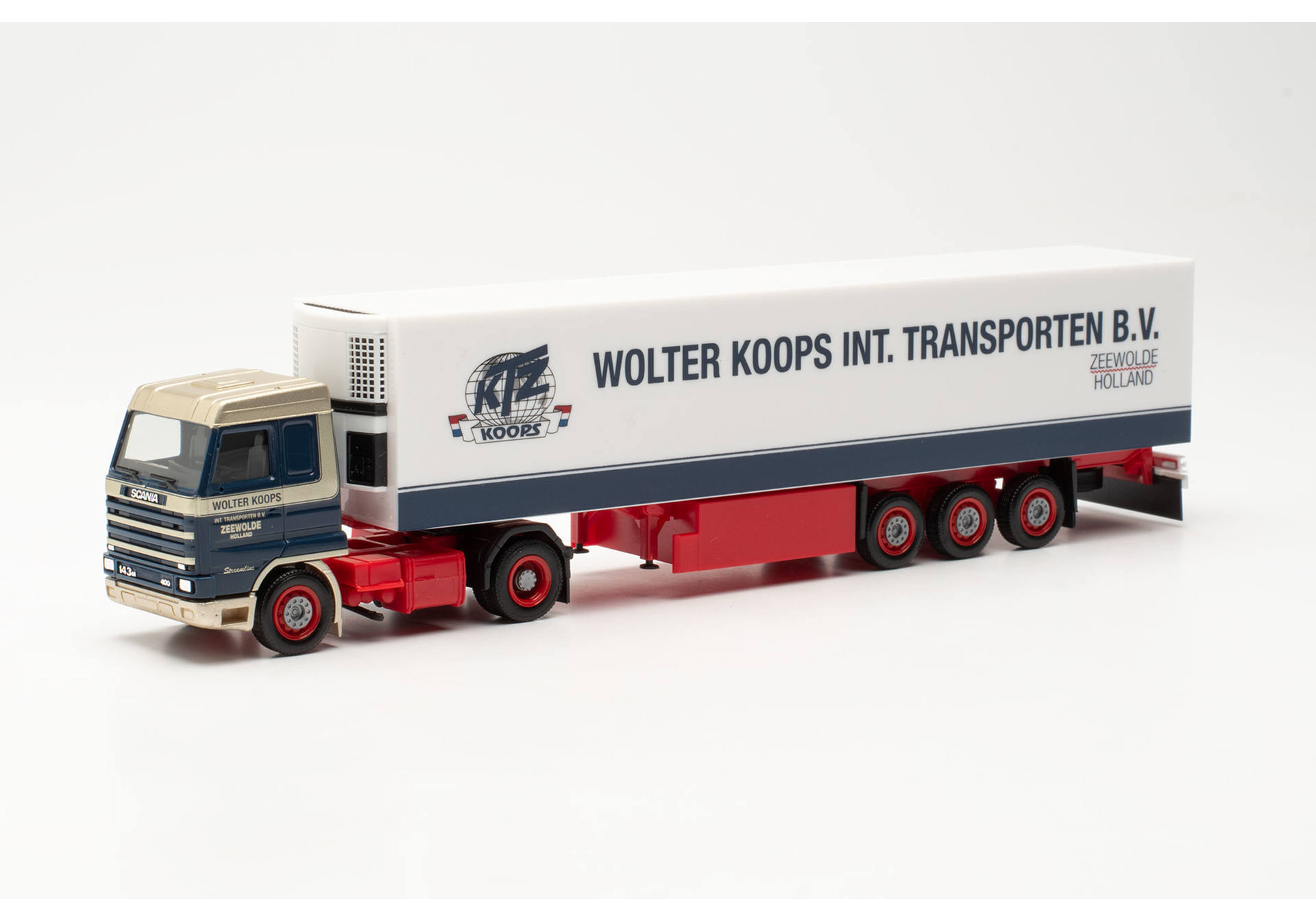 Scania 143 Streamline refrigerated semitrailer "Wolter Koops" (Netherlands/Zeevolde)