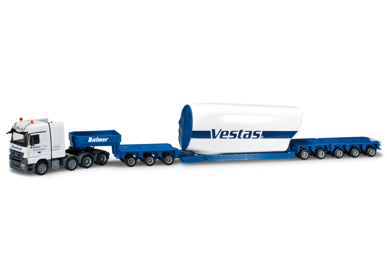Mercedes-Benz Actros LH low boy semitrailer with turbine housing "Balmer"