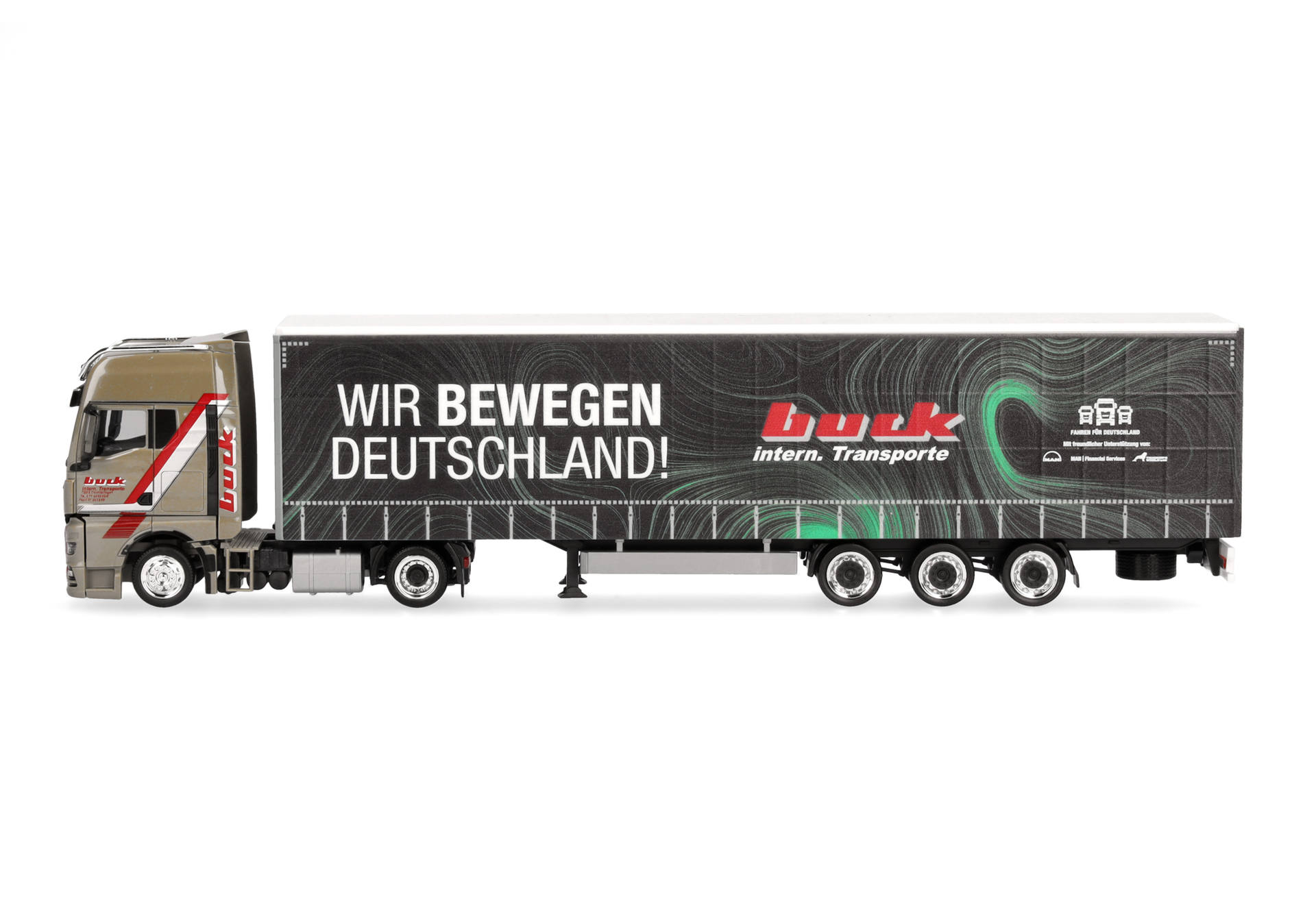 MAN TGX GX Lowlinergardinenplanen-Sattelzug "Buck/Wir bewegen Deutschland"