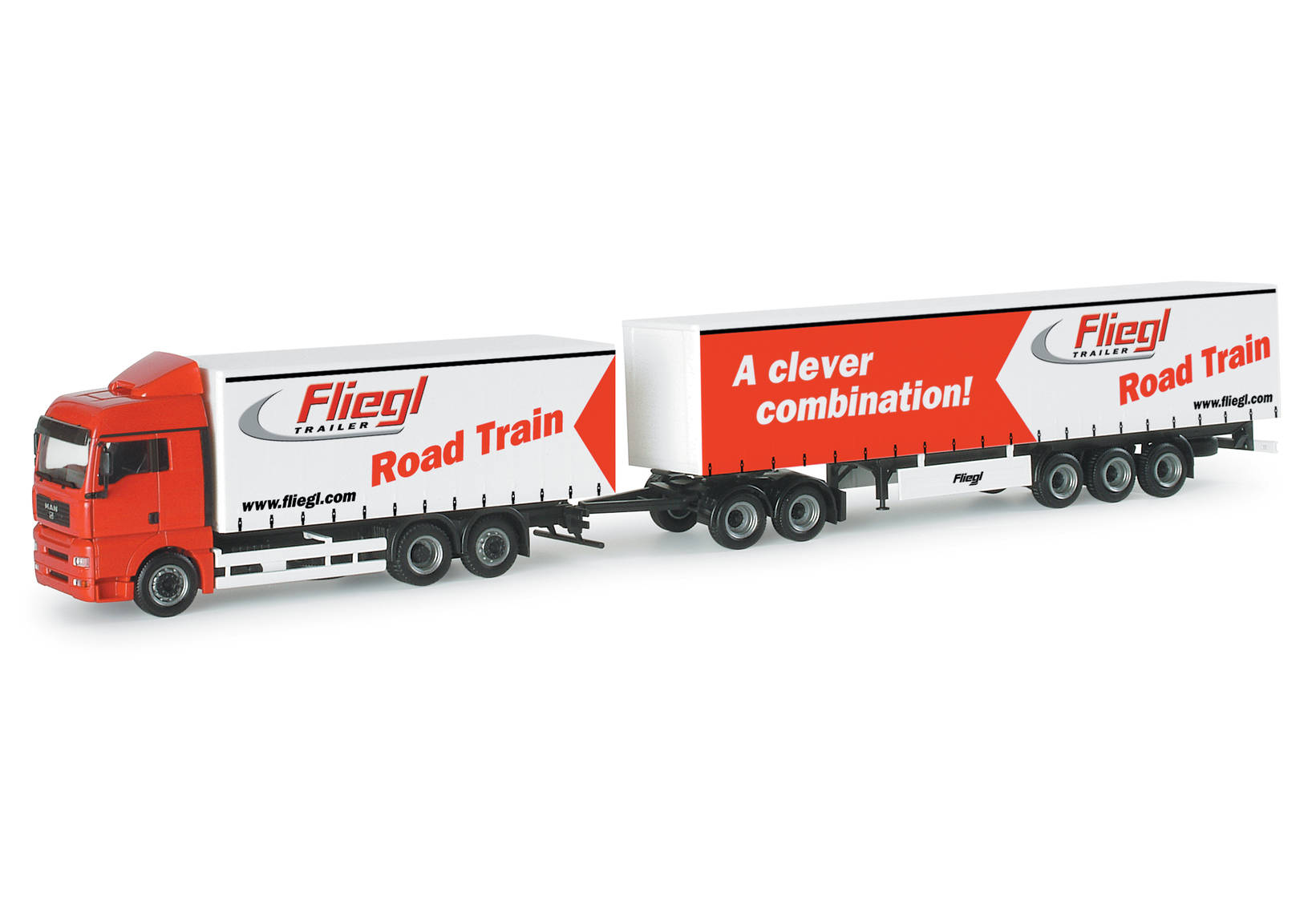 MAN TGA XLX Gardinenplanen-Hängerzug "Fliegl"