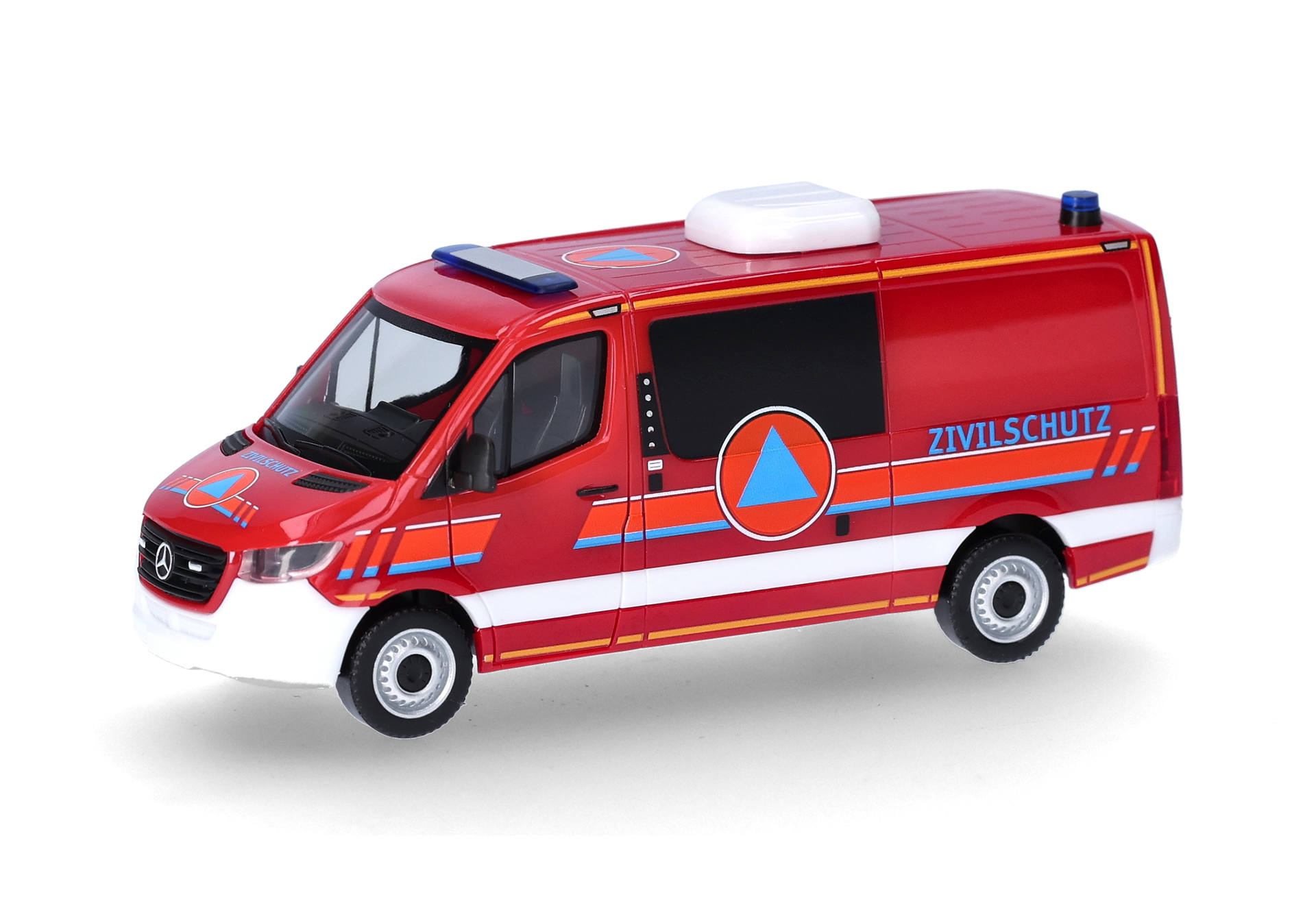 emergency vehicle, van, red color, ambulance pattern, blue stripe