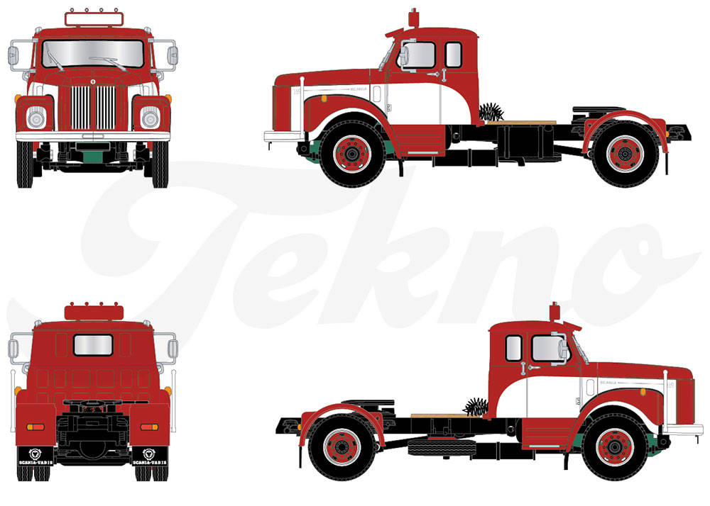 Scania Vabis 4x2 L 76 Hauber rigid tractor, red/white