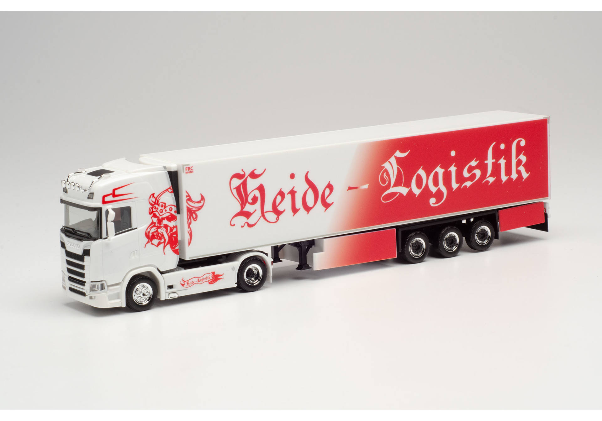 Scania CS 20 high roof box semitrailer truck "Heide Logistik"