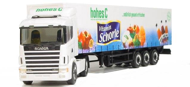Scania 124 curtain canvas semitrailer "hohes C"