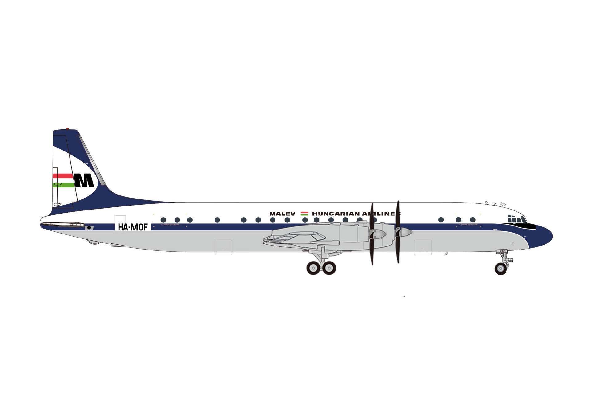 Malév Hungarian Airlines Ilyushin IL-18 (late colors) – HA-MOF