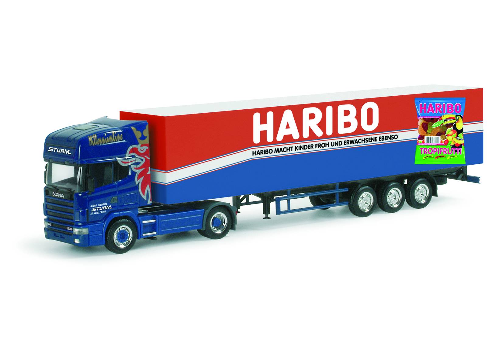 Scania TL Koffer-Sattelzug "Sturm / Haribo"