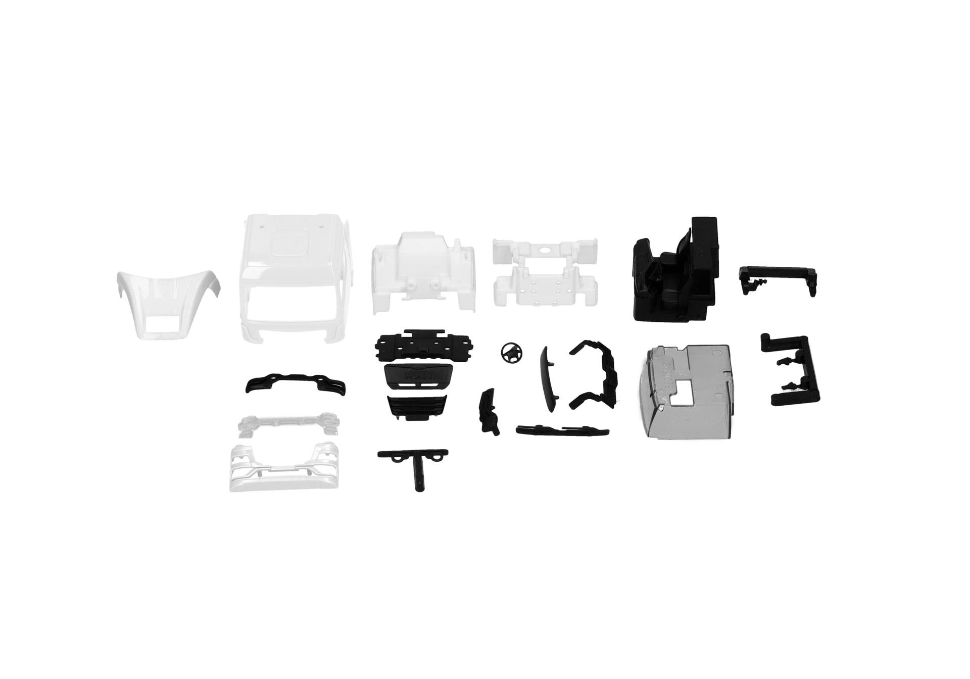 car parts, model kit, white pieces, assembly parts, components