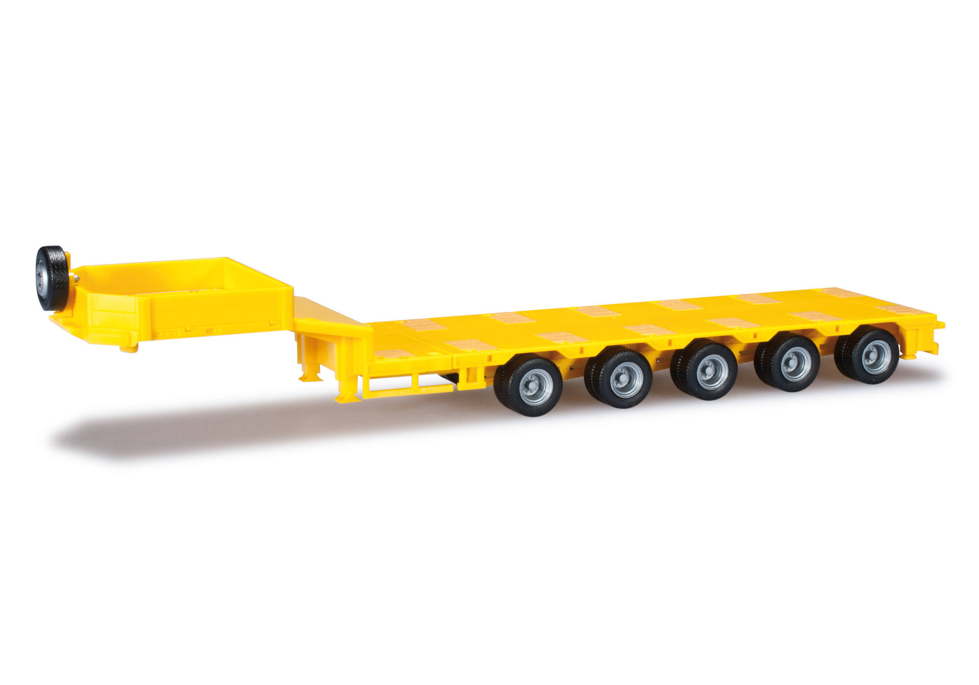 Goldhofer low boy trailer 5-axle with enclosed chutes, traffic yellow