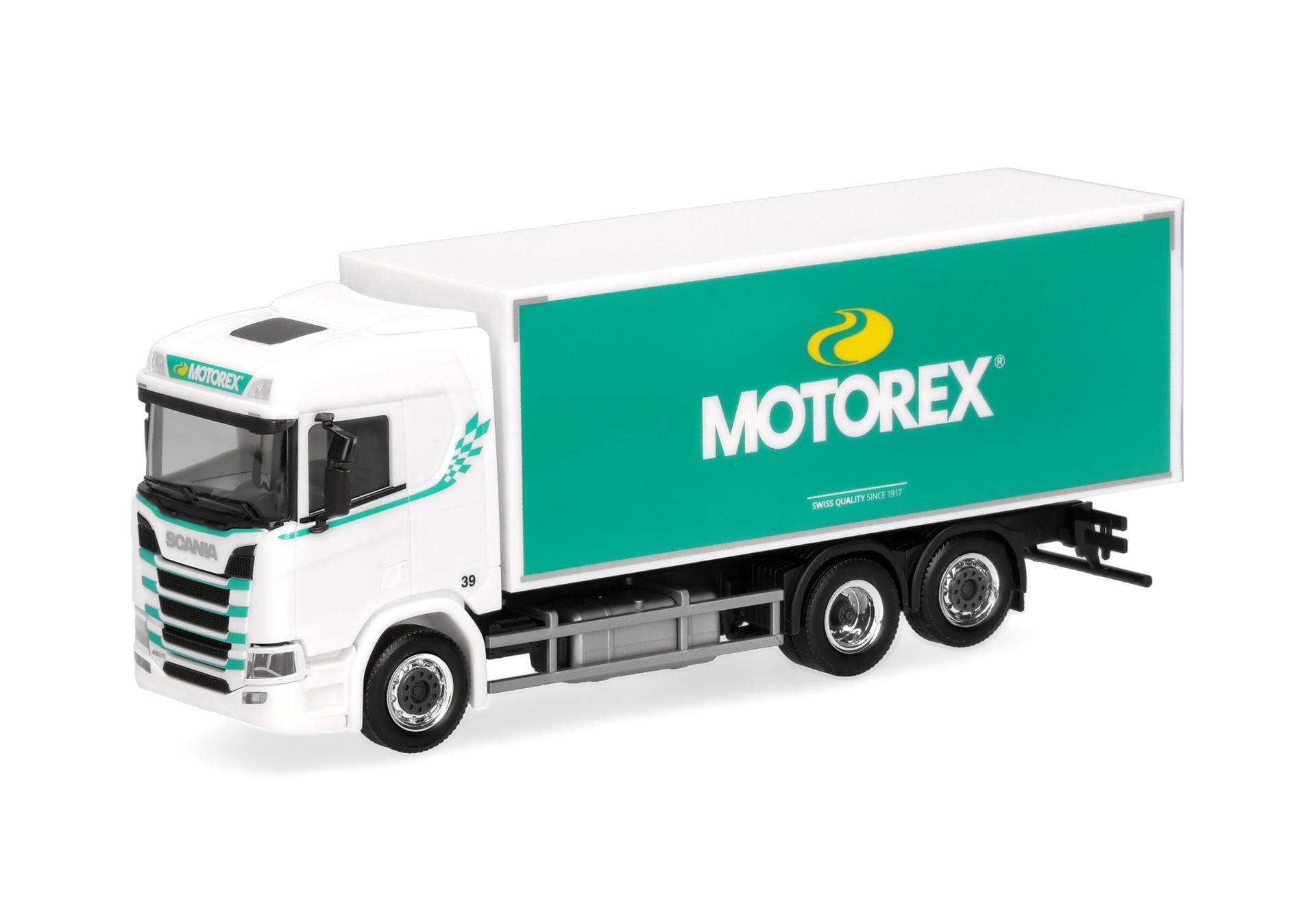 Scania CR 20 low roof box truck 3axles "Motorex" (Schweiz)