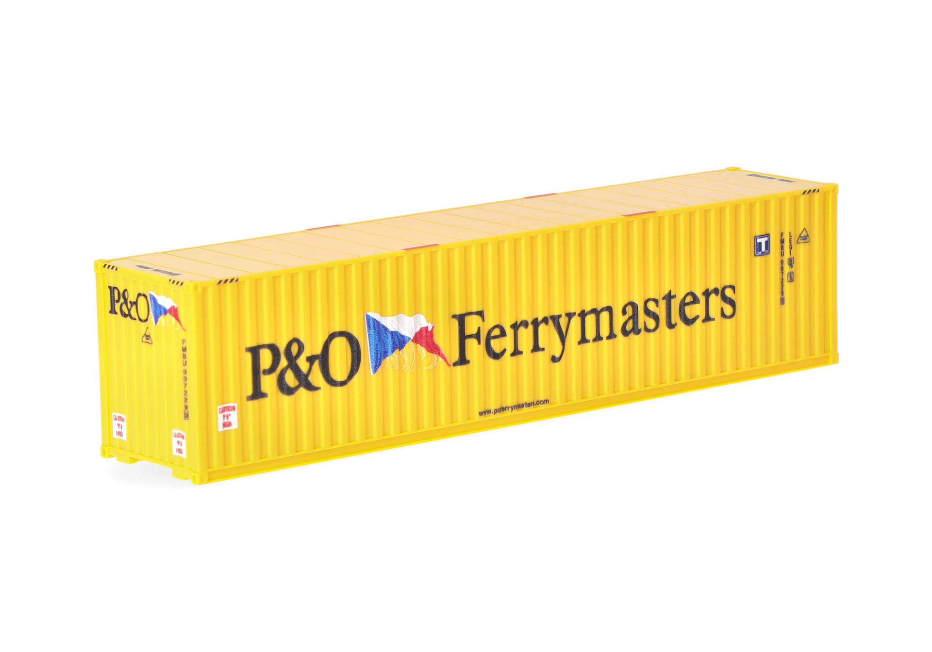shipping container, yellow container, industrial container, P&Q Ferrymasters, cargo container