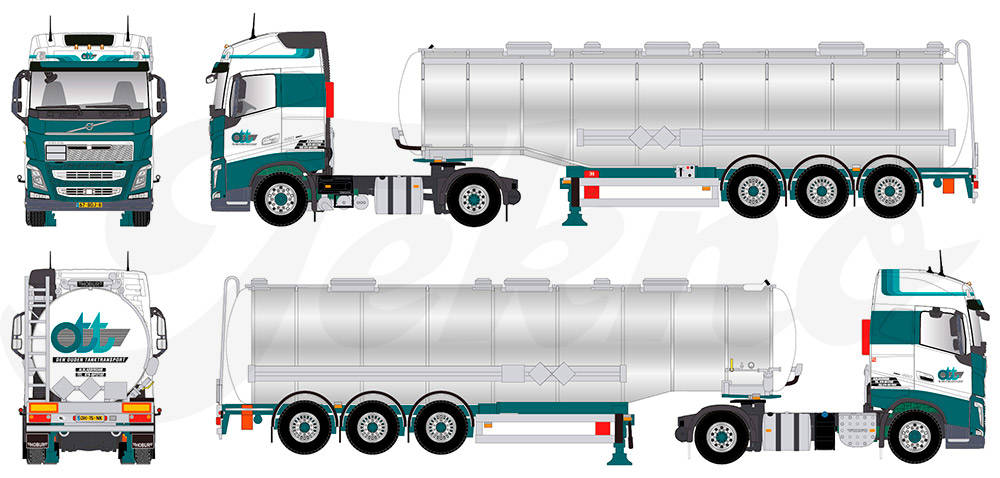 Volvo FH GL chrome tank semitrailer "Den Ouden"
