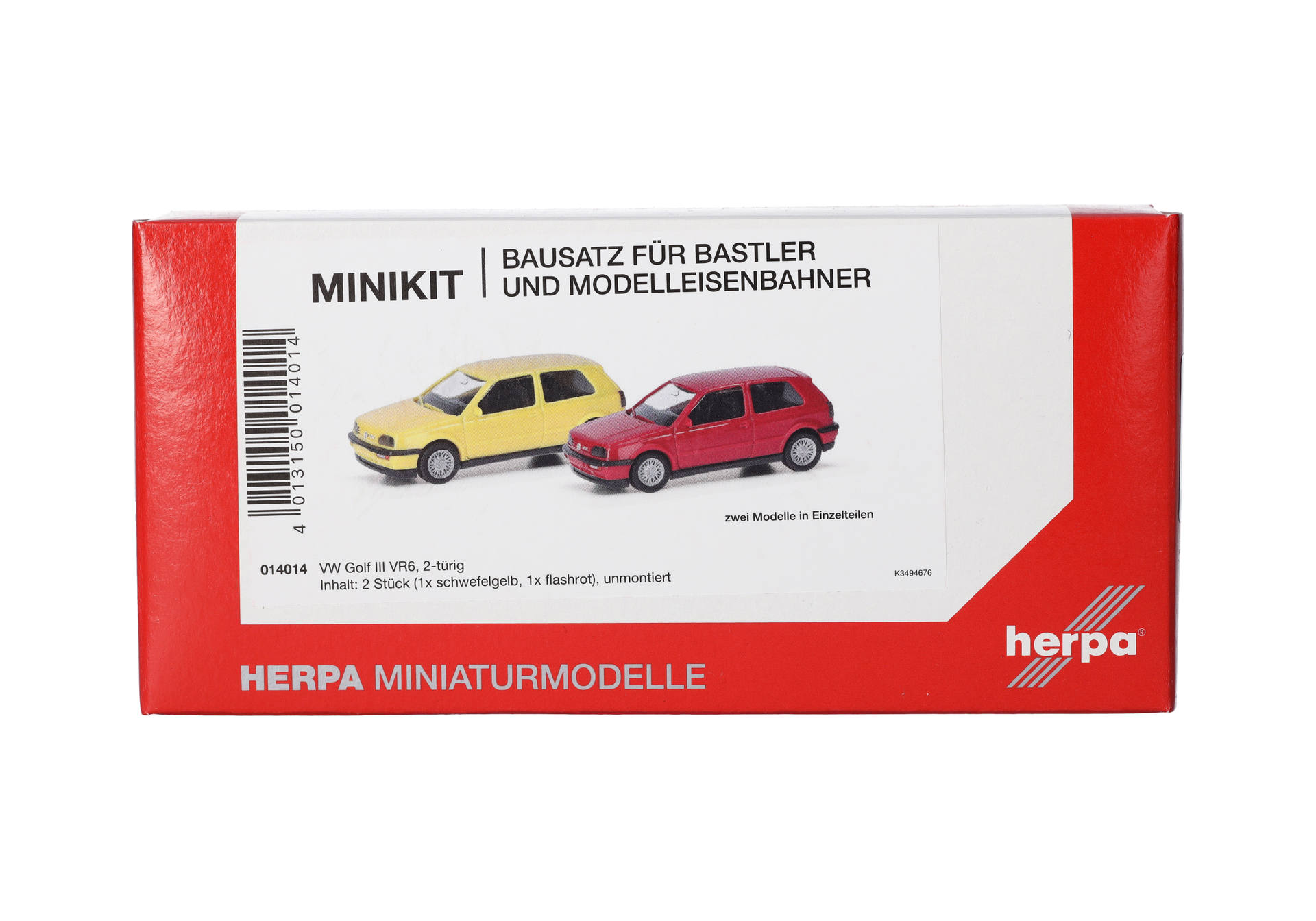 Herpa MiniKit: Volkswagen (VW) Golf III VR6 2türig, 2er-Set, Schwefelgelb/Flashrot