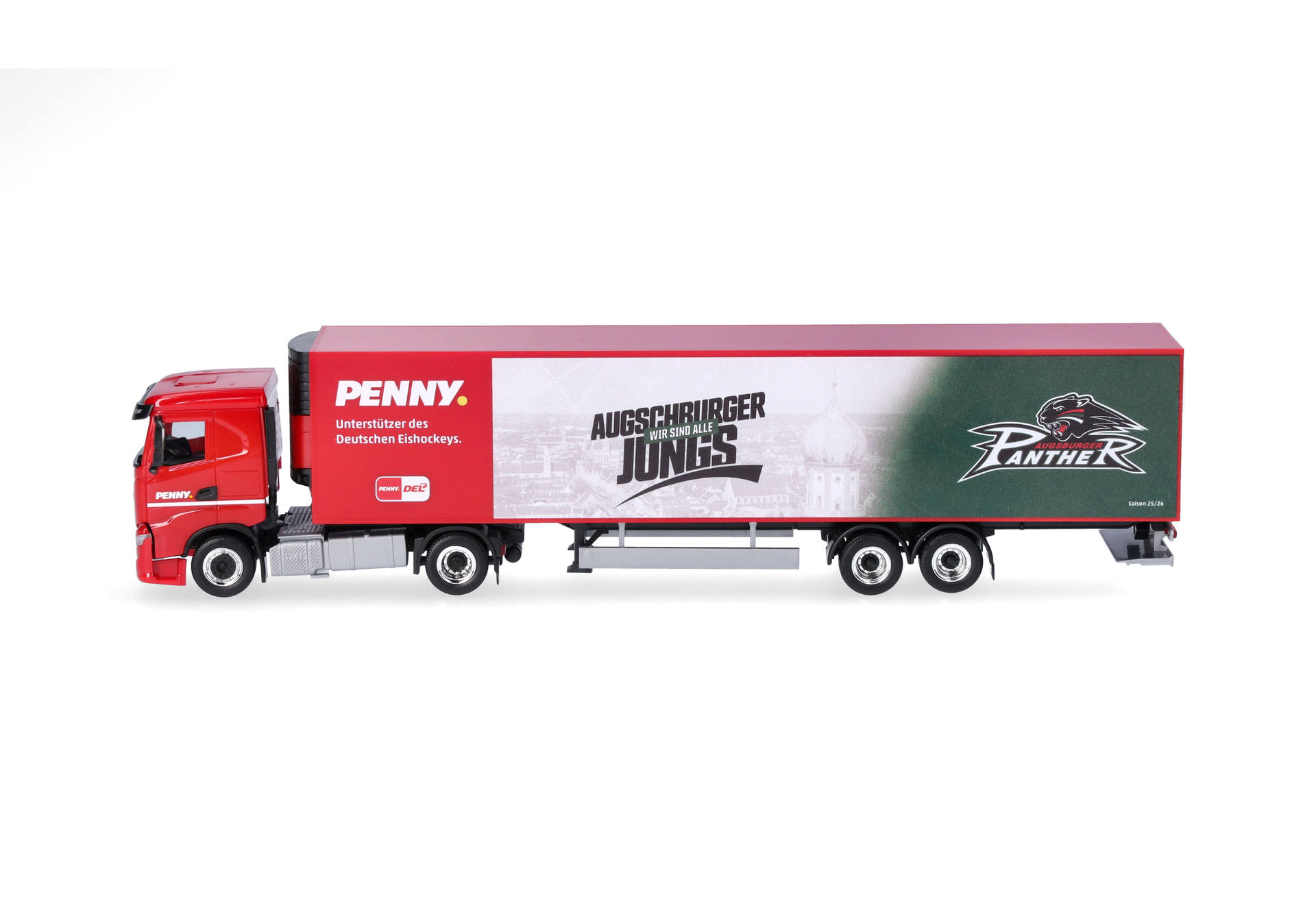 truck, semi-trailer, red, logo, graphic